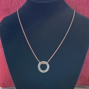 Daughter Circle Pendant Necklace in Silver on Bronze chain